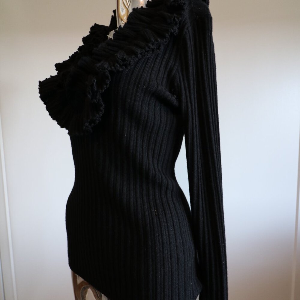 Black Sweater With Ruffles - Picture 2 of 5